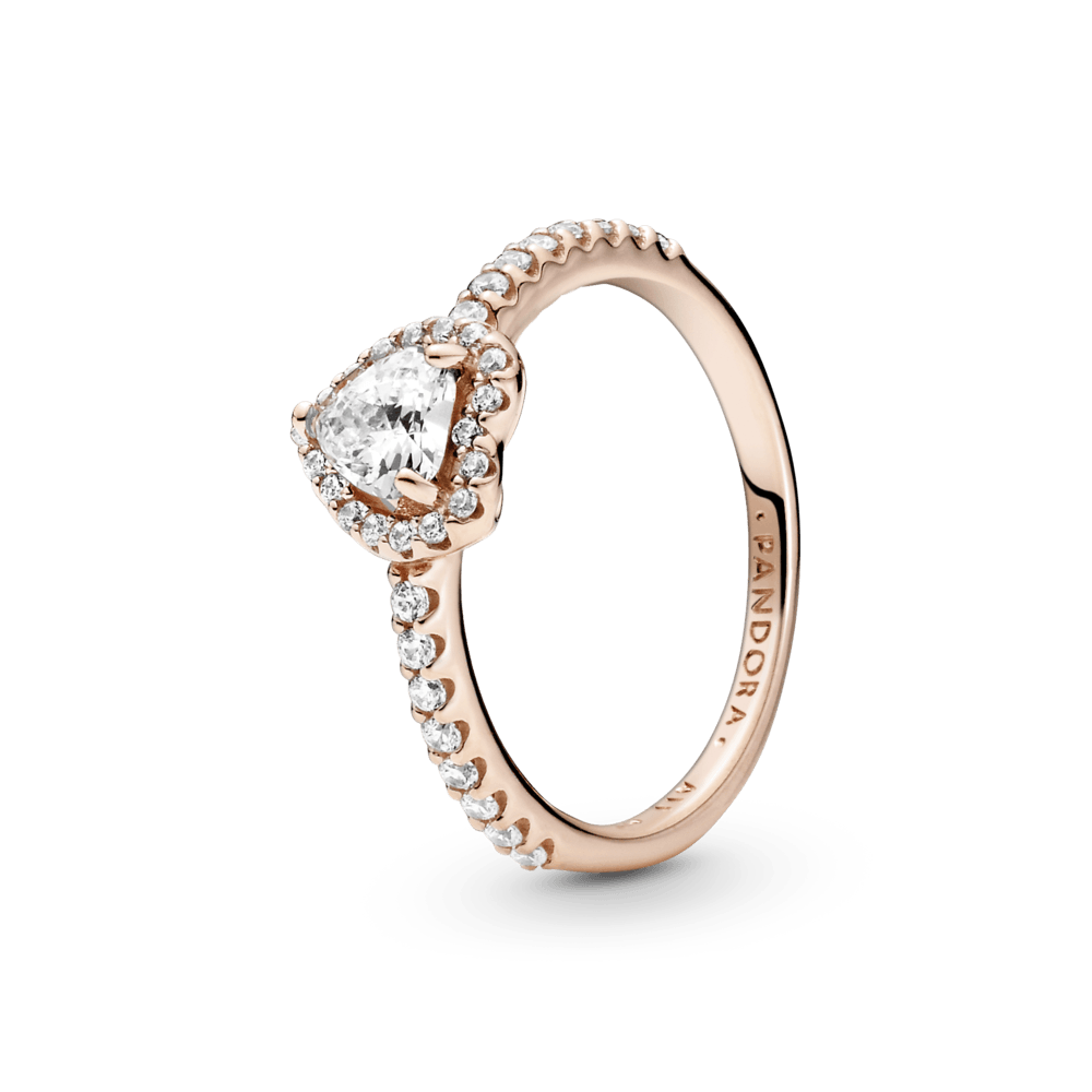 Anillo Oro Rosa Corazón Elevado Blanco