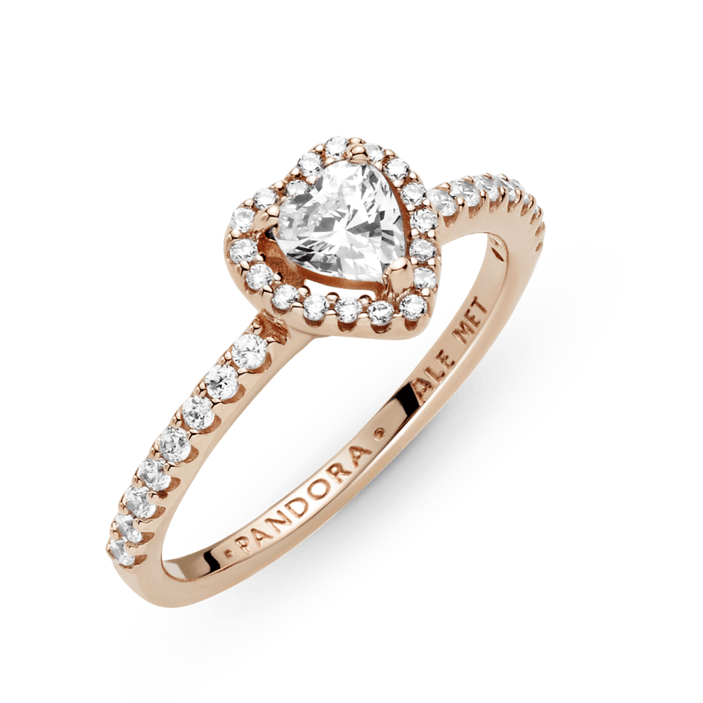 Anillo Oro Rosa Corazón Elevado Blanco