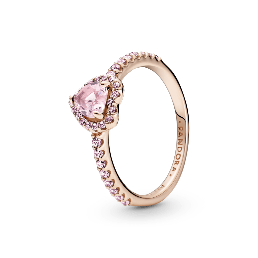 Anillo Oro Rosa Corazón Elevado Rosado