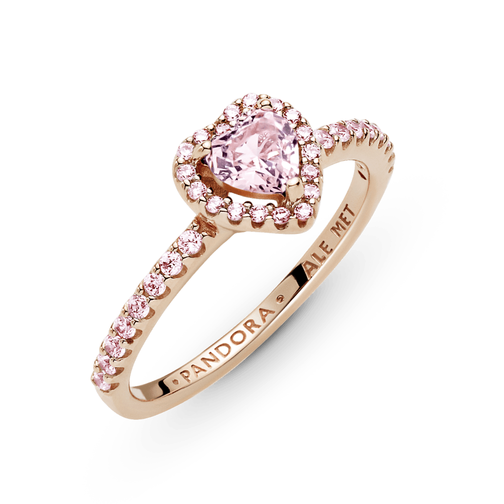 Anillo Oro Rosa Corazón Elevado Rosado