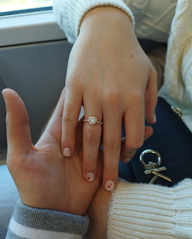 Anillo Oro Rosa Corazón Elevado Blanco