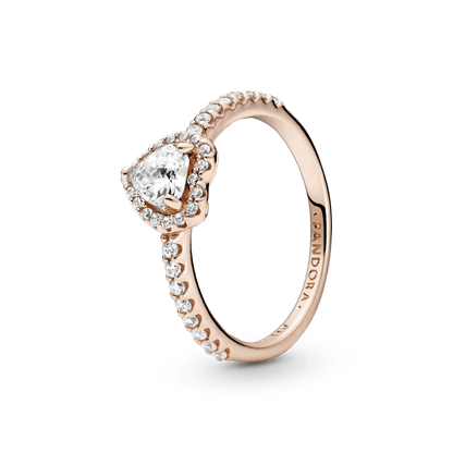 Anillo Oro Rosa Corazón Elevado Blanco