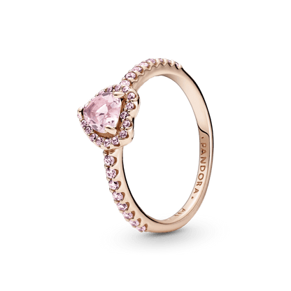 Anillo Oro Rosa Corazón Elevado Rosado