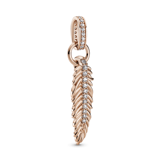 Charm Pluma Reluciente Oro Rosa